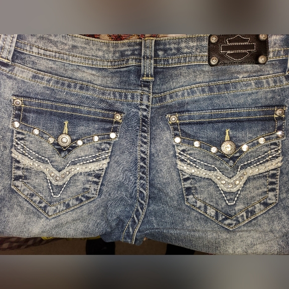 HARLEY DAVIDSON EMBELLISHED SIZE 12 WOMENS JEANS - Picture 4 of 9